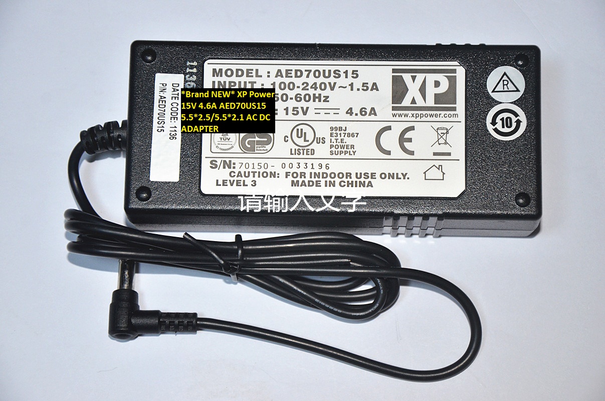 *Brand NEW* XP Power 15V 4.6A AC100-240V AC DC ADAPTER AED70US15 5.5*2.5/5.5*2.1